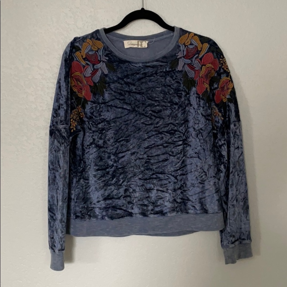 Velvet Embroidered Sweatshirt
